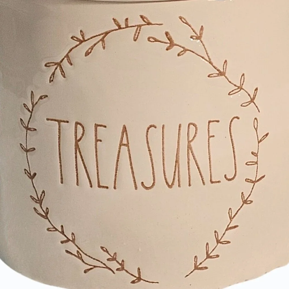 Rae Dunn “Treasures” Canister Jar Container With Lid Artisan By Magenta